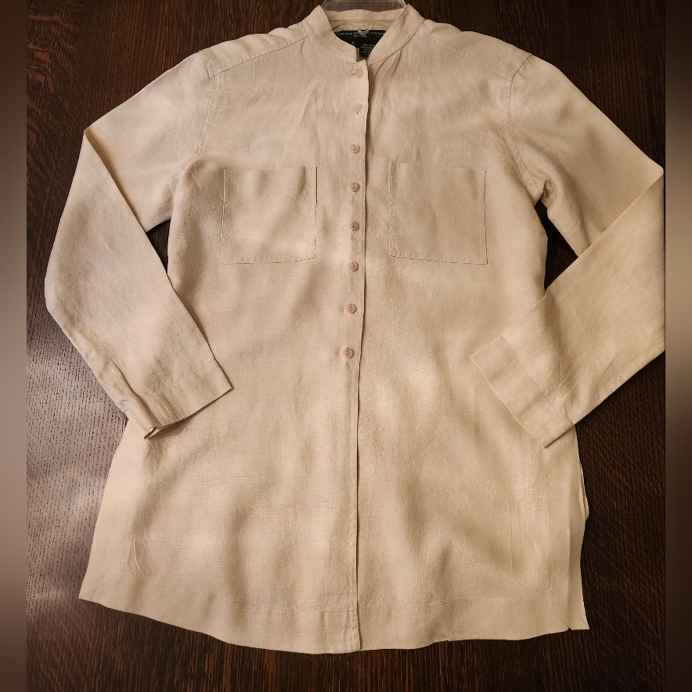 Adrienne Vittadini 100% Linen Blouse Tunic Ladies Size Small EUC $21